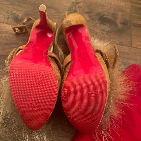 Christian Louboutin Fur and Suede Heels. - Picture 3 of 5
